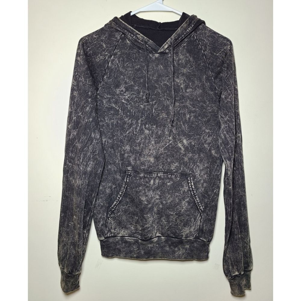 American Apparel|Grey/Black Acid Wash Pullover Hoodie, XS